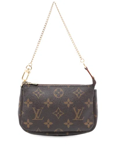 Pre-owned Louis Vuitton 2006 Monogram Mini Pochette Accessoires Handbag In Brown