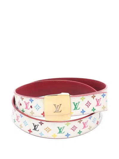 Pre-owned Louis Vuitton 2006 Monogram Multicolor Reversible Belt In White