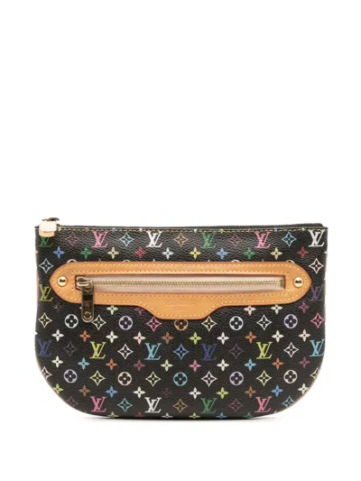Pre-owned Louis Vuitton 2006 Monogram Multicolore Pochette Plate Gm Pouch In Black
