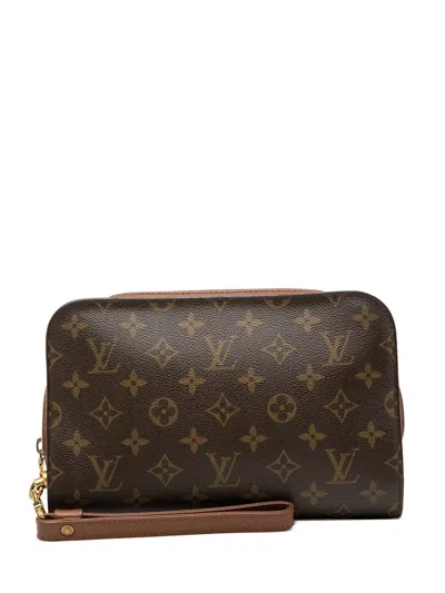 Pre-owned Louis Vuitton 2006 Monogram Orsay Clutch Bag In Brown