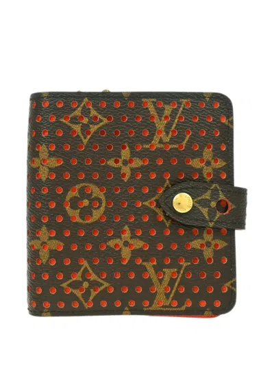 Pre-owned Louis Vuitton 2006 Monogram Perfo Compact Zip Wallet In Brown