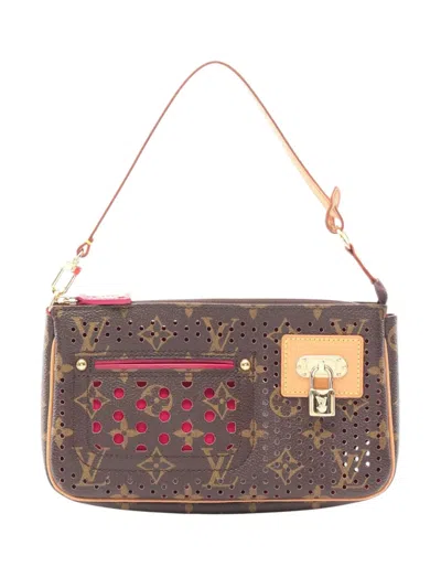 Pre-owned Louis Vuitton 2006 Monogram Perforated Pochette Accessoires Shoulder Bag In Brown