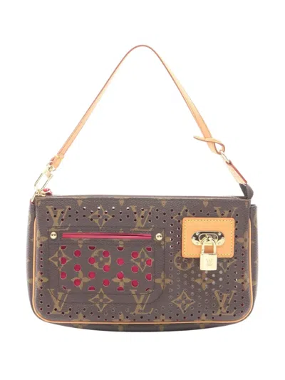 Pre-owned Louis Vuitton 2006 Monogram Perforated Pochette Accessoires Shoulder Bag In Brown