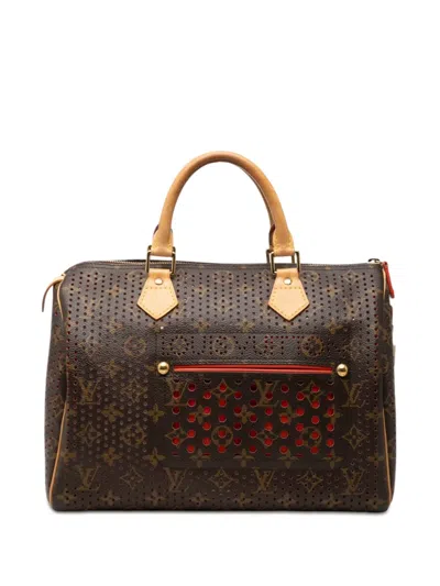 Pre-owned Louis Vuitton 2006 Monogram Perforated Speedy 30 Boston Bag In Brown