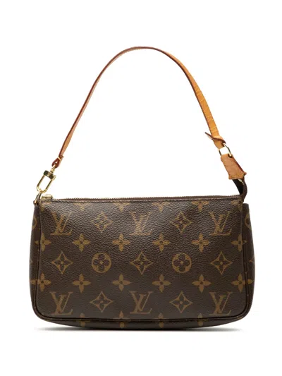Pre-owned Louis Vuitton 2006 Monogram Pochette Accessoires Shoulder Bag In Brown