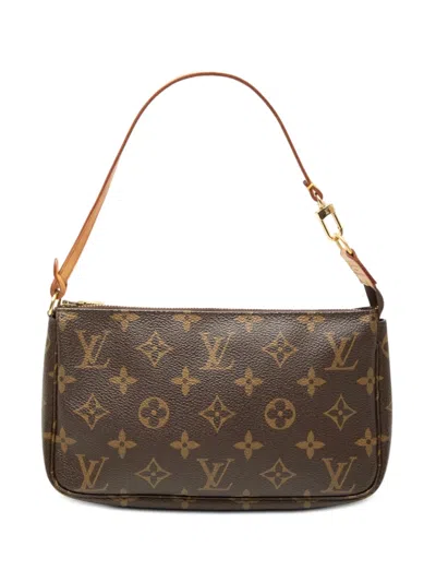 Pre-owned Louis Vuitton 2006 Monogram Pochette Accessoires Shoulder Bag In Brown