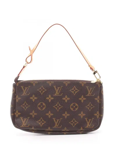 Pre-owned Louis Vuitton 2006 Monogram Pochette Accessoires Shoulder Bag In Brown