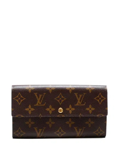 Pre-owned Louis Vuitton 2006 Monogram Portefeuille Sarah Wallet In Brown