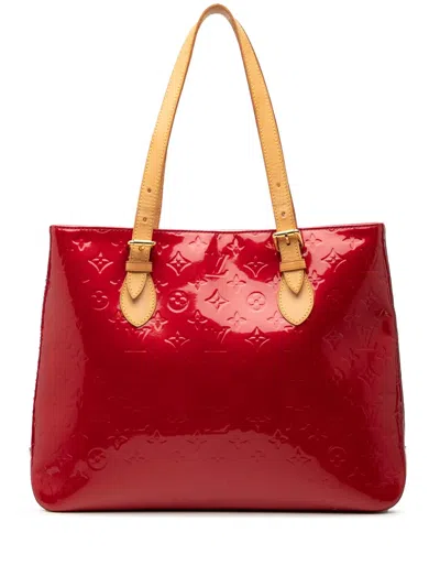 Pre-owned Louis Vuitton 2006 Monogram Vernis Brentwood Tote Bag In Red