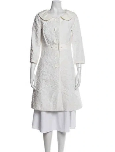 Pre-owned Louis Vuitton 2006 Patterned Coat In White