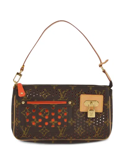 Pre-owned Louis Vuitton 2006  Perfo Pochette Accessoires Clutch Bag In Brown
