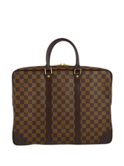 Pre-owned Louis Vuitton 2006 Porte Documents Voyage Handbag In Brown