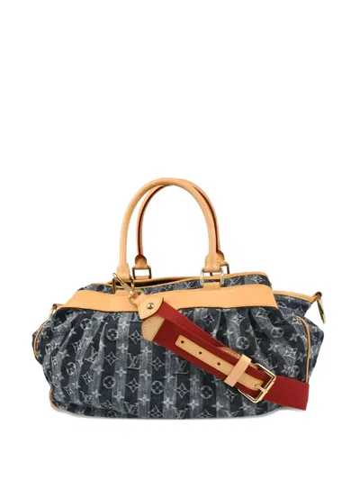 Pre-owned Louis Vuitton 2006 Raye Gm Monogram Denim Tote Bag In Blue