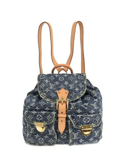 Pre-owned Louis Vuitton 2006 Sac A Dos Gm Monogram Denim Backpack In Blue