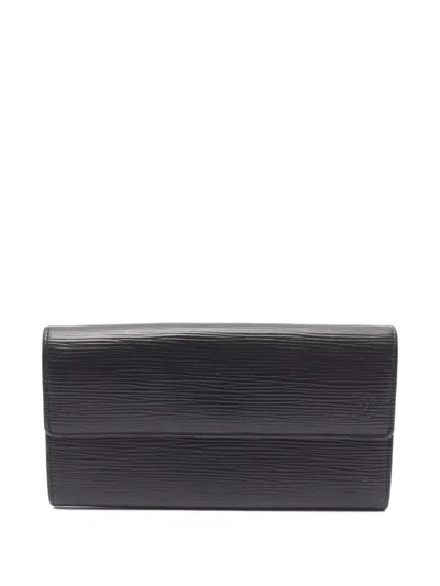 Pre-owned Louis Vuitton 2006 Sara Épi Wallet In Black