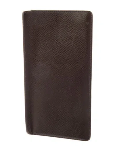 Pre-owned Louis Vuitton 2006 Taiga Leather Brazza Wallet In Brown