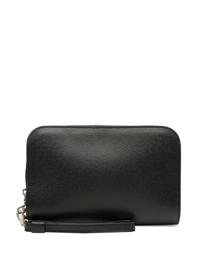 Pre-owned Louis Vuitton 2006 Taiga Pochette Baikal Clutch Bag In Black