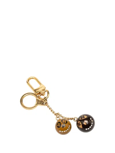 Pre-owned Louis Vuitton 2006-2007 Gold Plated Strass And Resin Jack And Lucie Holder And Bag Charm Key Chain