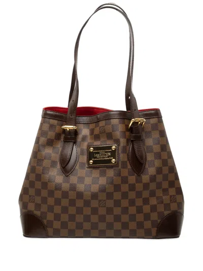 Pre-owned Louis Vuitton 2007-2012 Damier Ebene Hampstead Mm Tote Bag In Brown