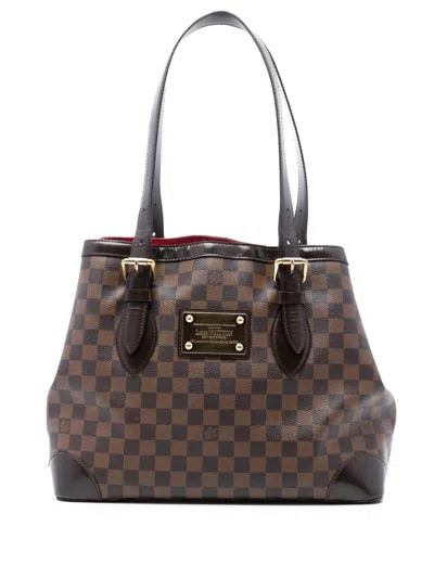Pre-owned Louis Vuitton 2007-2025 Damier Ebene Hampstead Mm Tote Bag In Brown