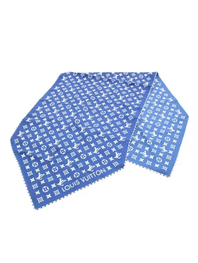 Pre-owned Louis Vuitton 2007-2025 Monogram Losange Match Silk Scarf Scarves In Blue