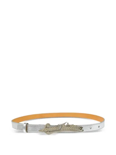 Pre-owned Louis Vuitton 2007 Cursive Logo Leather Belt
