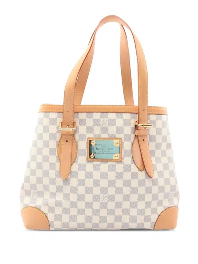 Pre-owned Louis Vuitton 2007 Damier Azur Hampstead Mm Tote Bag In White