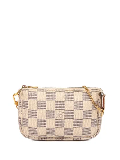 Pre-owned Louis Vuitton 2007 Damier Azur Mini Pochette Accessoires Handbag In Blue