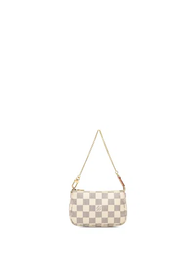 Pre-owned Louis Vuitton 2007 Damier Azur Mini Pochette Accessoires Handbag In White