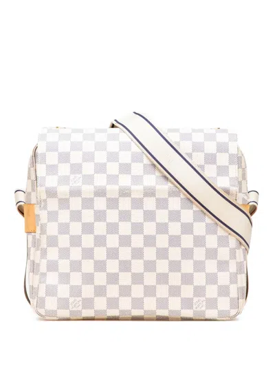 Pre-owned Louis Vuitton 2007 Damier Azur Naviglio Crossbody Bag In White