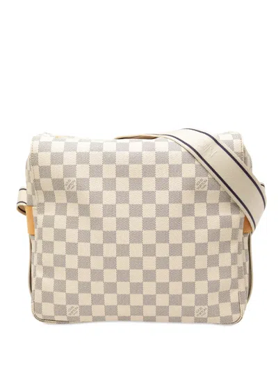 Pre-owned Louis Vuitton 2007 Damier Azur Naviglio Crossbody Bag In White