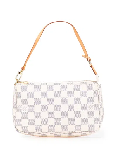 Pre-owned Louis Vuitton 2007 Damier Azur Pochette Accessoires Shoulder Bag In White