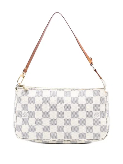 Pre-owned Louis Vuitton 2007 Damier Azur Pochette Accessoires Shoulder Bag In White