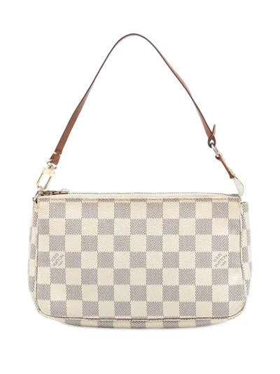 Pre-owned Louis Vuitton 2007 Damier Azur Pochette Accessoires Shoulder Bag In White