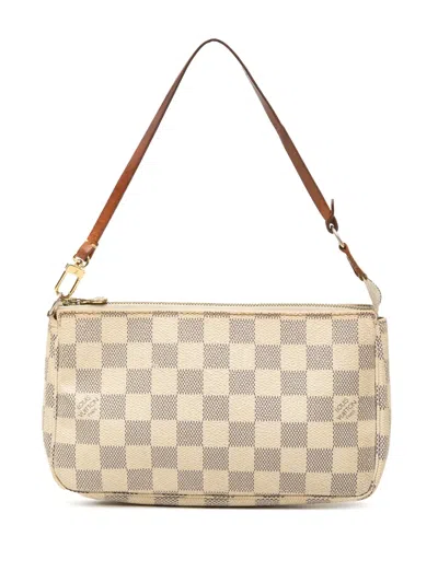 Pre-owned Louis Vuitton 2007 Damier Azur Pochette Accessoires Shoulder Bag In White