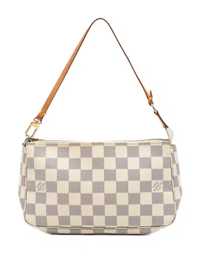 Pre-owned Louis Vuitton 2007 Damier Azur Pochette Accessoires Shoulder Bag In White