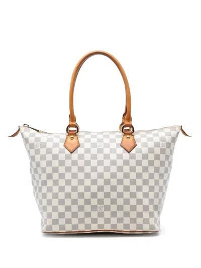Pre-owned Louis Vuitton 2007 Damier Azur Saleya Mm Tote Bag In White