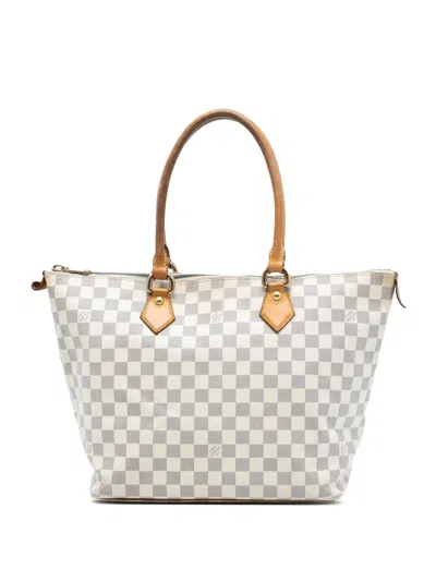 Pre-owned Louis Vuitton 2007 Damier Azur Saleya Mm Tote Bag In White