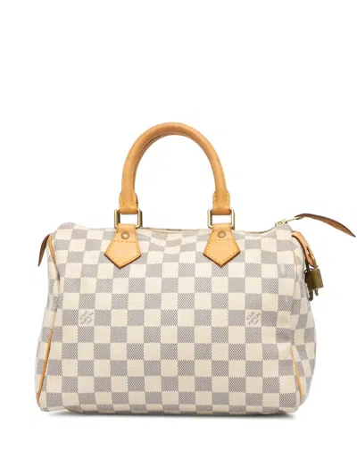 Pre-owned Louis Vuitton 2007 Damier Azur Speedy 25 Boston Bag In White