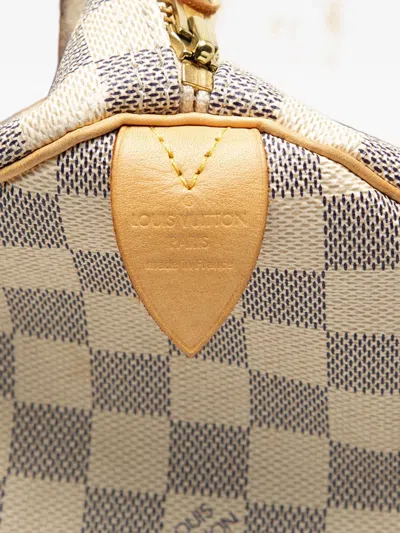 Pre-owned Louis Vuitton 2007 Damier Azur Speedy 30 Boston Bag In White