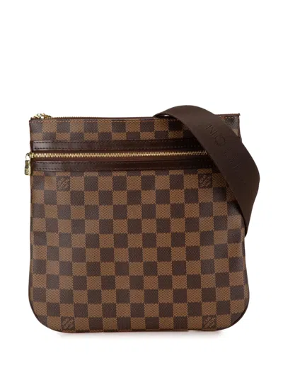 Pre-owned Louis Vuitton 2007 Damier Ebene Bosphore Pochette Crossbody Bag In Brown