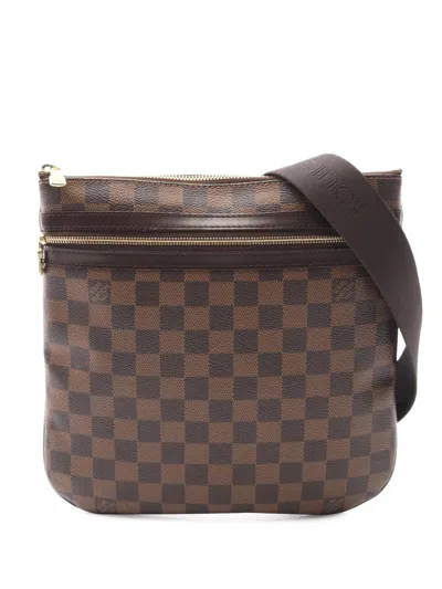 Pre-owned Louis Vuitton 2007 Damier Ebene Bosphore Pochette Crossbody Bag In Brown