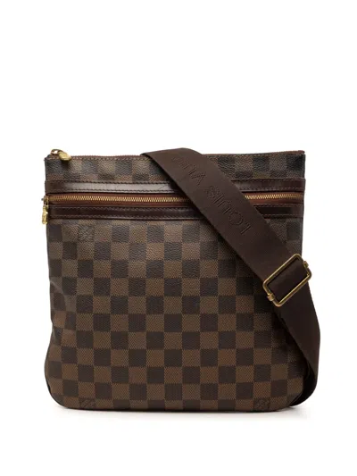 Pre-owned Louis Vuitton 2007 Damier Ebene Bosphore Pochette Crossbody Bag In Brown