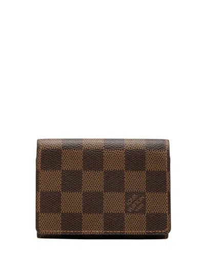 Pre-owned Louis Vuitton 2007 Damier Ebene Business Card Holder In Brown