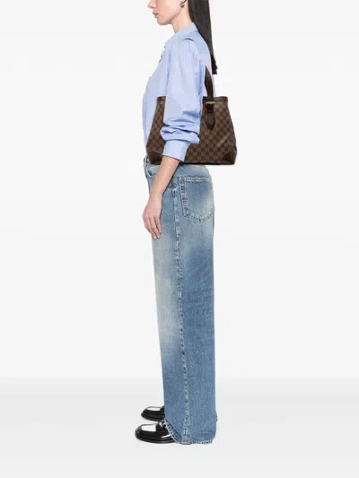 Pre-owned Louis Vuitton 2007 Damier Ebene Hampstead Mm Tote Bag In Brown