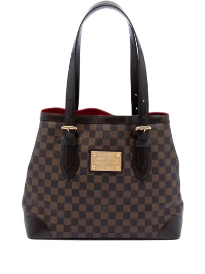 Pre-owned Louis Vuitton 2007 Damier Ebene Hampstead Mm Tote Bag In Brown