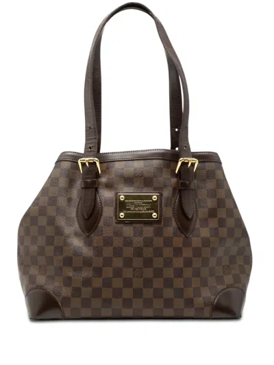 Pre-owned Louis Vuitton 2007 Damier Ebene Hampstead Mm Tote Bag In Brown