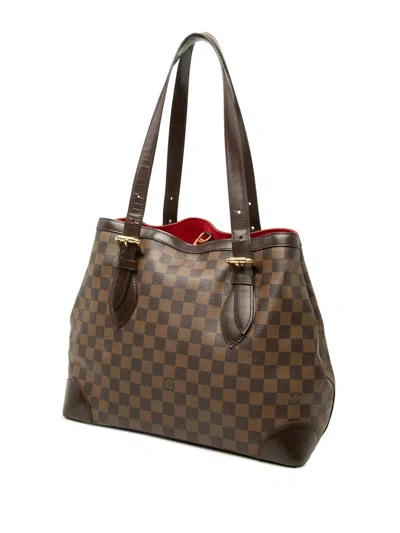 Pre-owned Louis Vuitton 2007 Damier Ebene Hampstead Mm Tote Bag In Brown