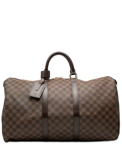 Pre-owned Louis Vuitton 2007 Damier Ebene Keepall 50 Travel Bag In Brown