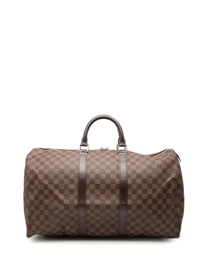 Pre-owned Louis Vuitton 2007 Damier Ebene Keepall 50 Travel Bag In Brown